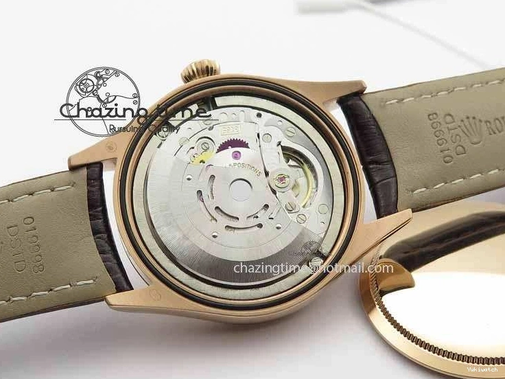 Brown On VF Date Best Cellini Dial A3165 White Strap RG Stick Markers Leather Edition 0104